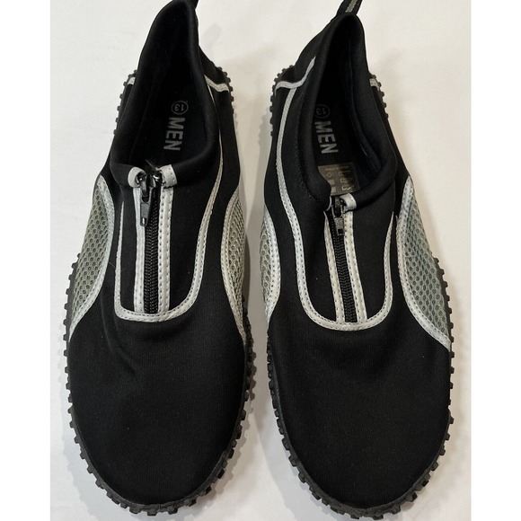 Men’s Water‎ Shoes Black Grey Front Zip Size 13 - Picture 1 of 5